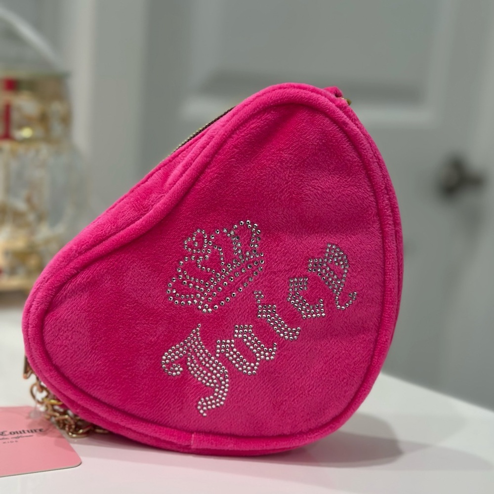 Juicy Couture Hot Pink Mini Velour Heart Crossbody